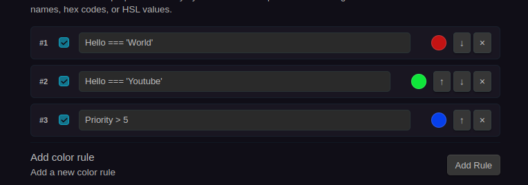 Color Rules Settings