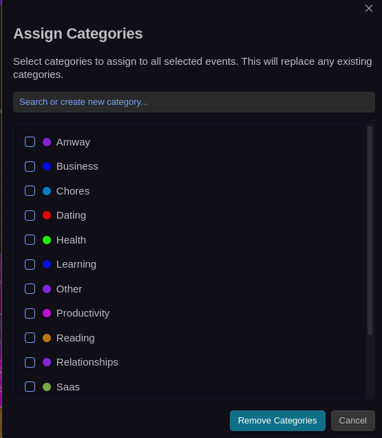 Assign Categories Modal