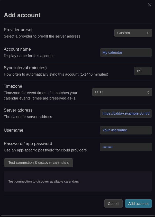 CalDAV Account Setup