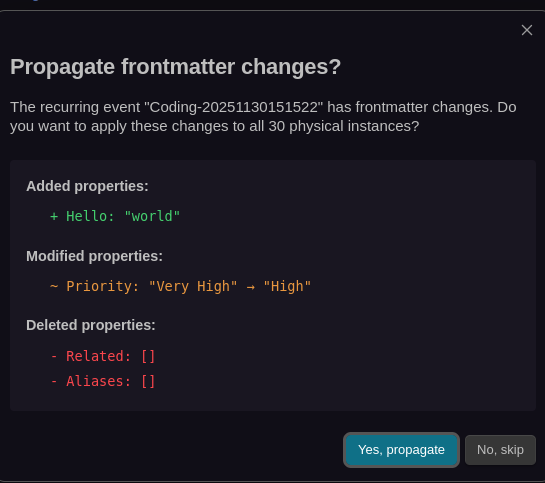 Frontmatter Propagation Modal