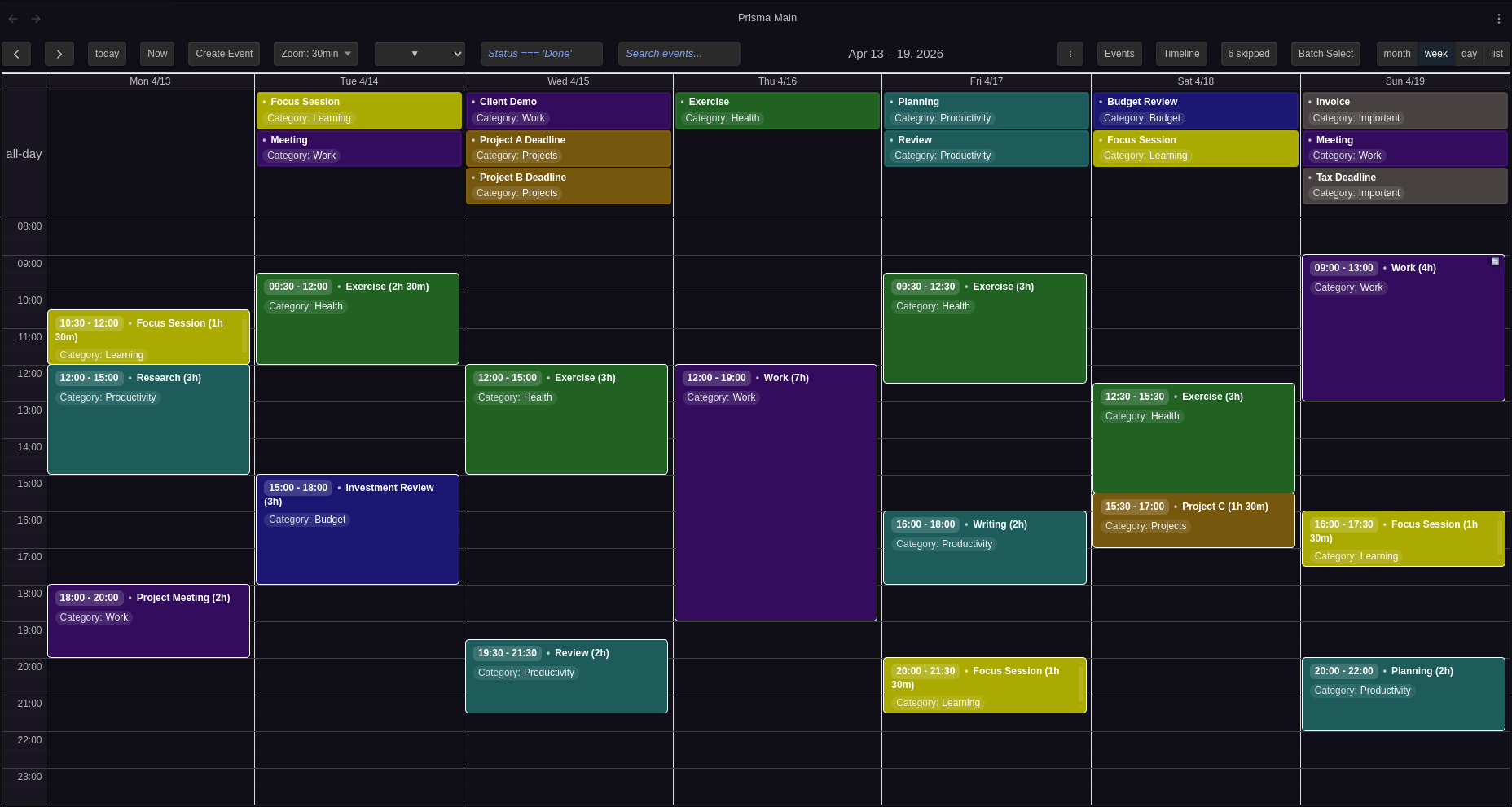 Calendar View
