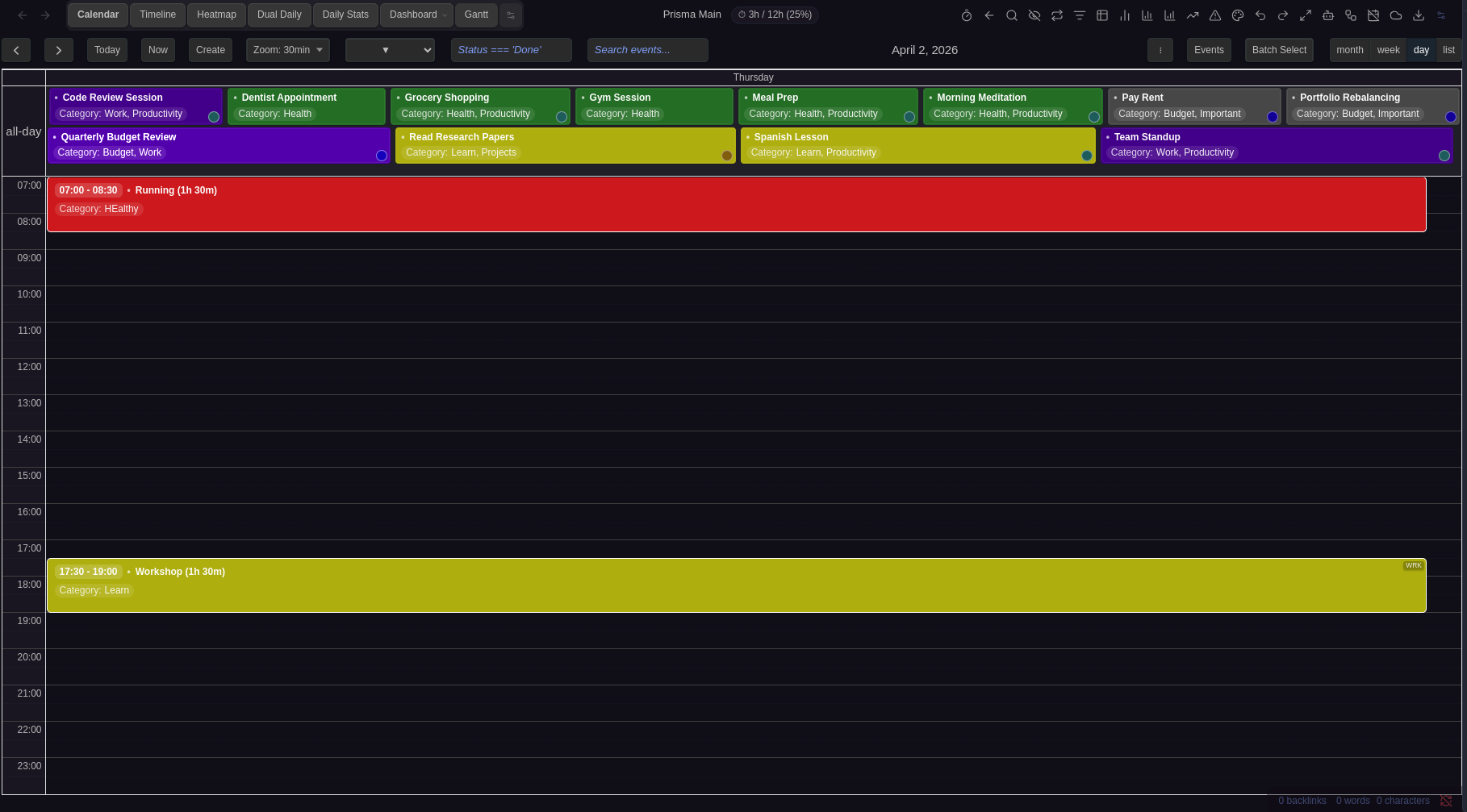 All-day events as columns in daily view