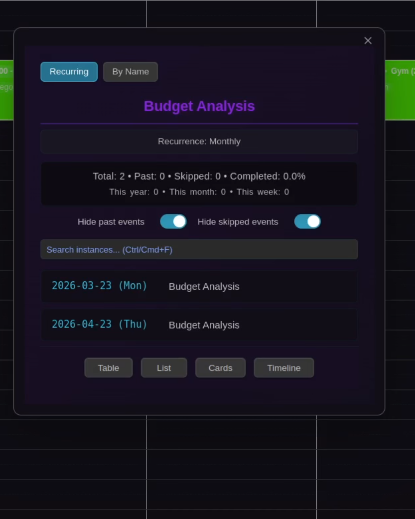 Recurring Instance Modal